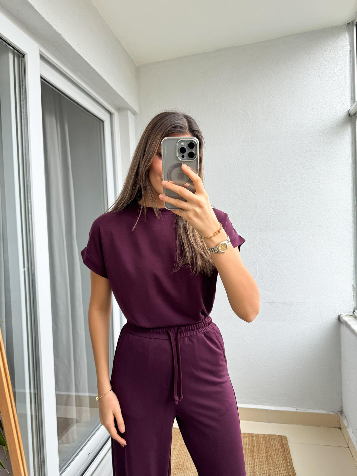 Essential Modal Lounge Set Burgundy