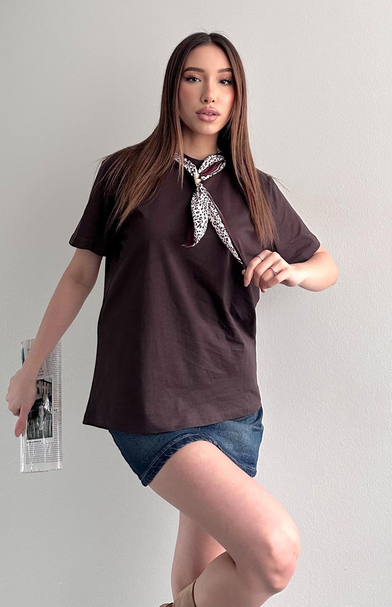 Monroe Scarf Detail Tee Brown