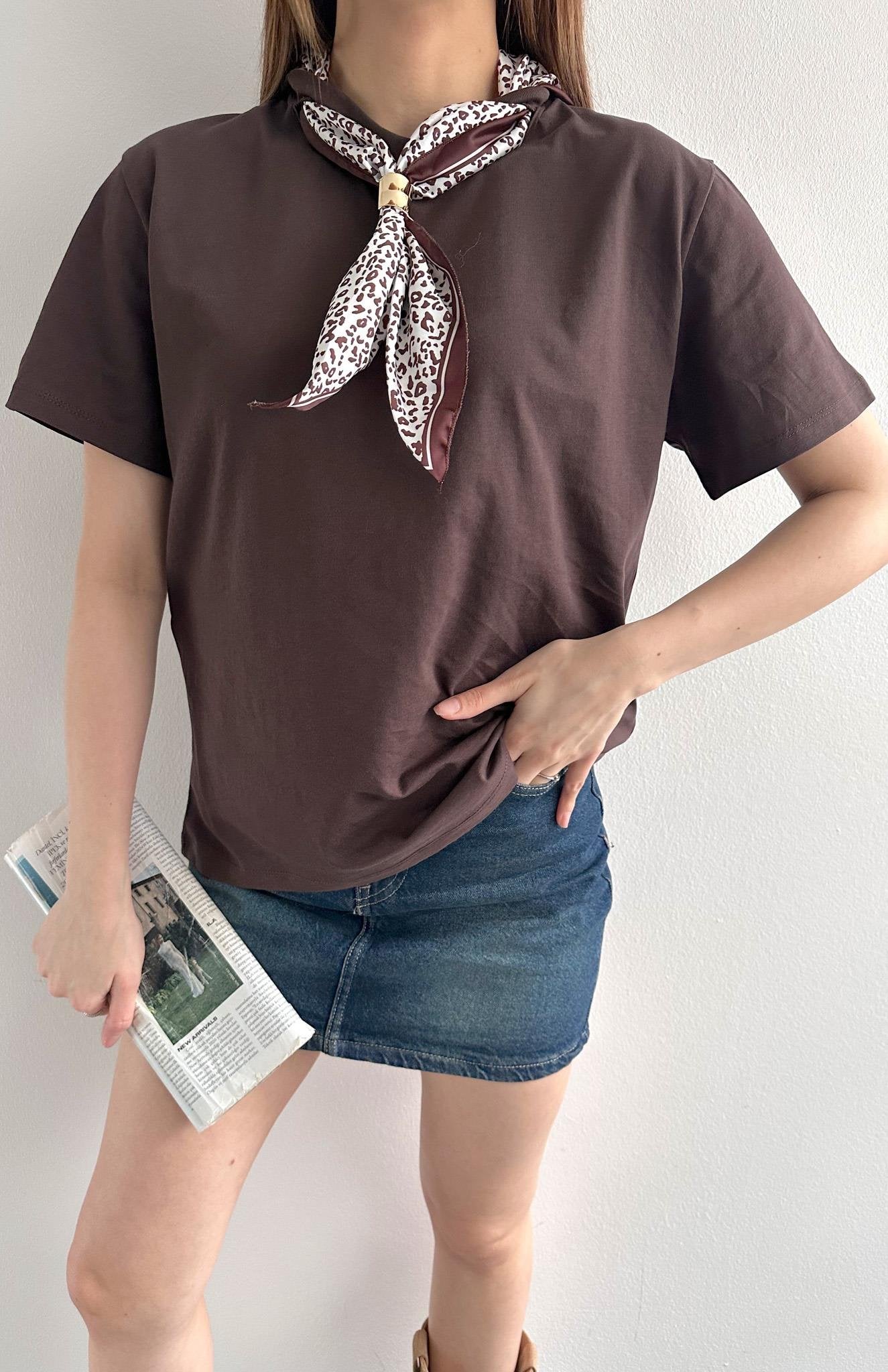 Monroe Scarf Detail Tee Brown