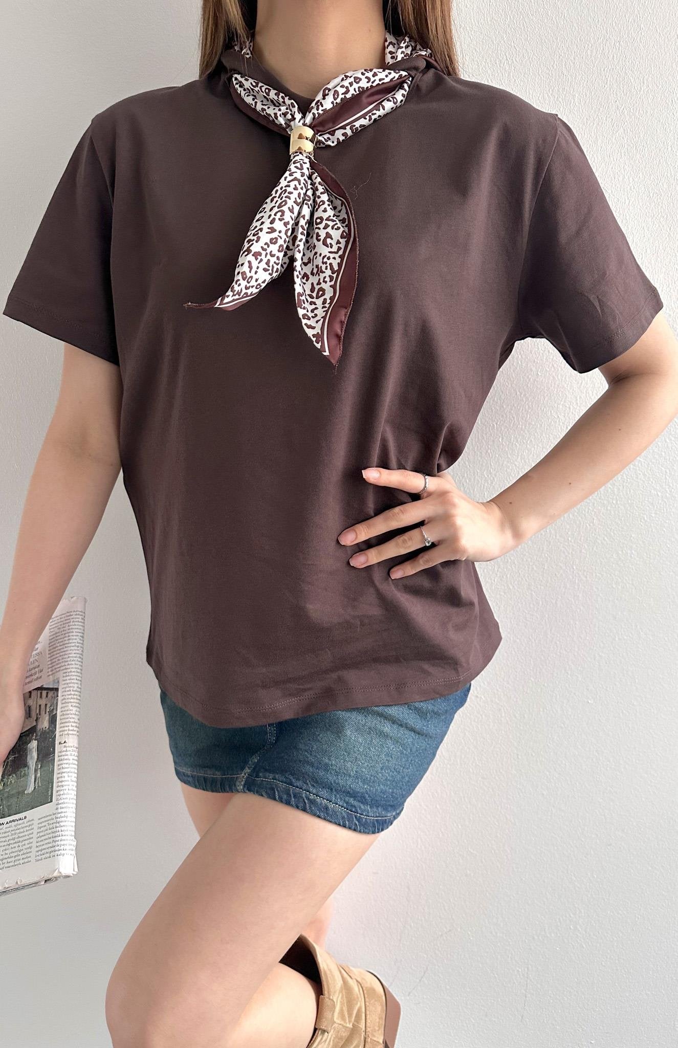 Monroe Scarf Detail Tee Brown