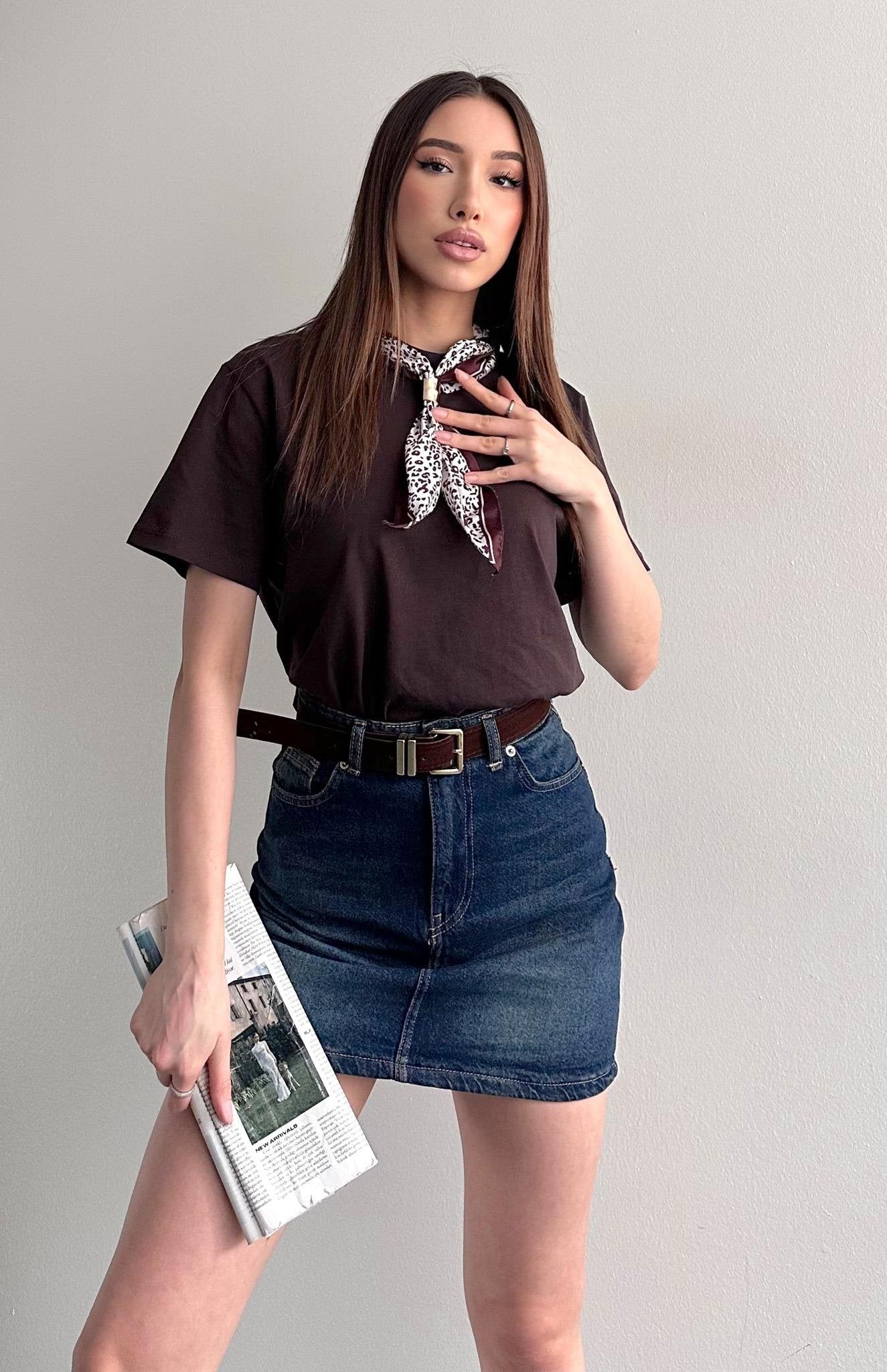 Monroe Scarf Detail Tee Brown