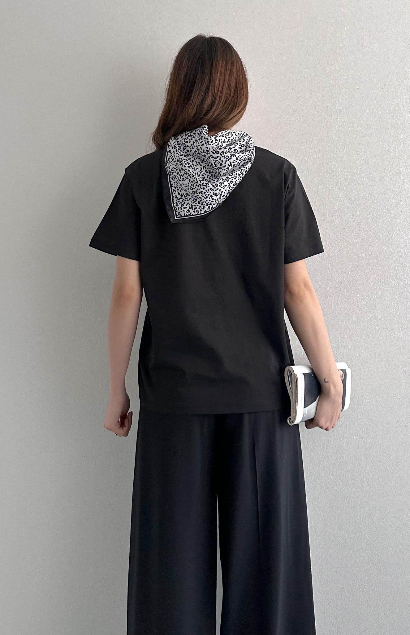 Monroe Scarf Detail Tee Black