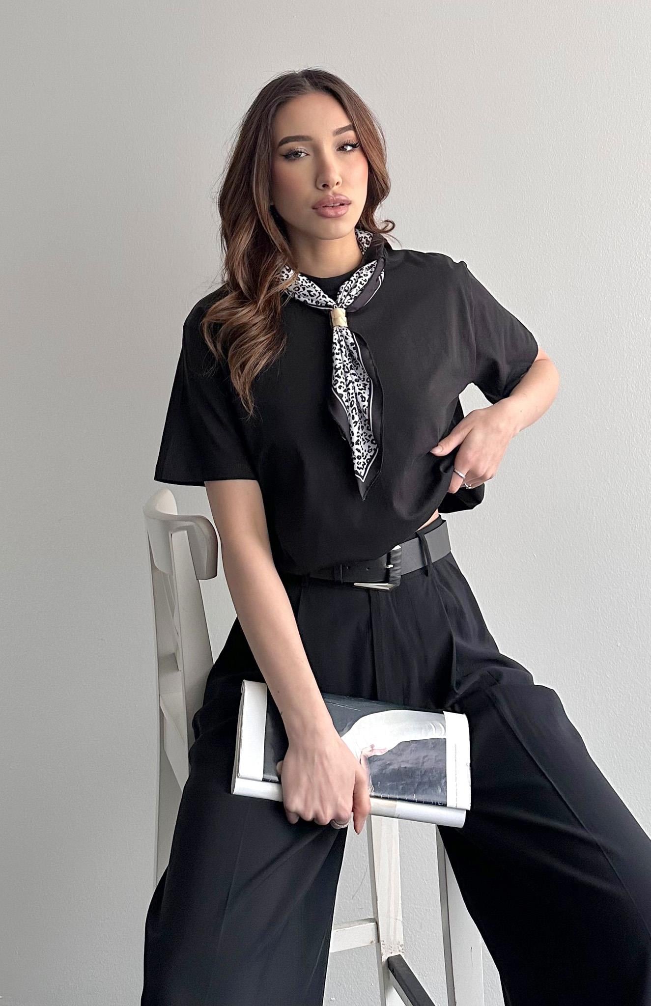 Monroe Scarf Detail Tee Black