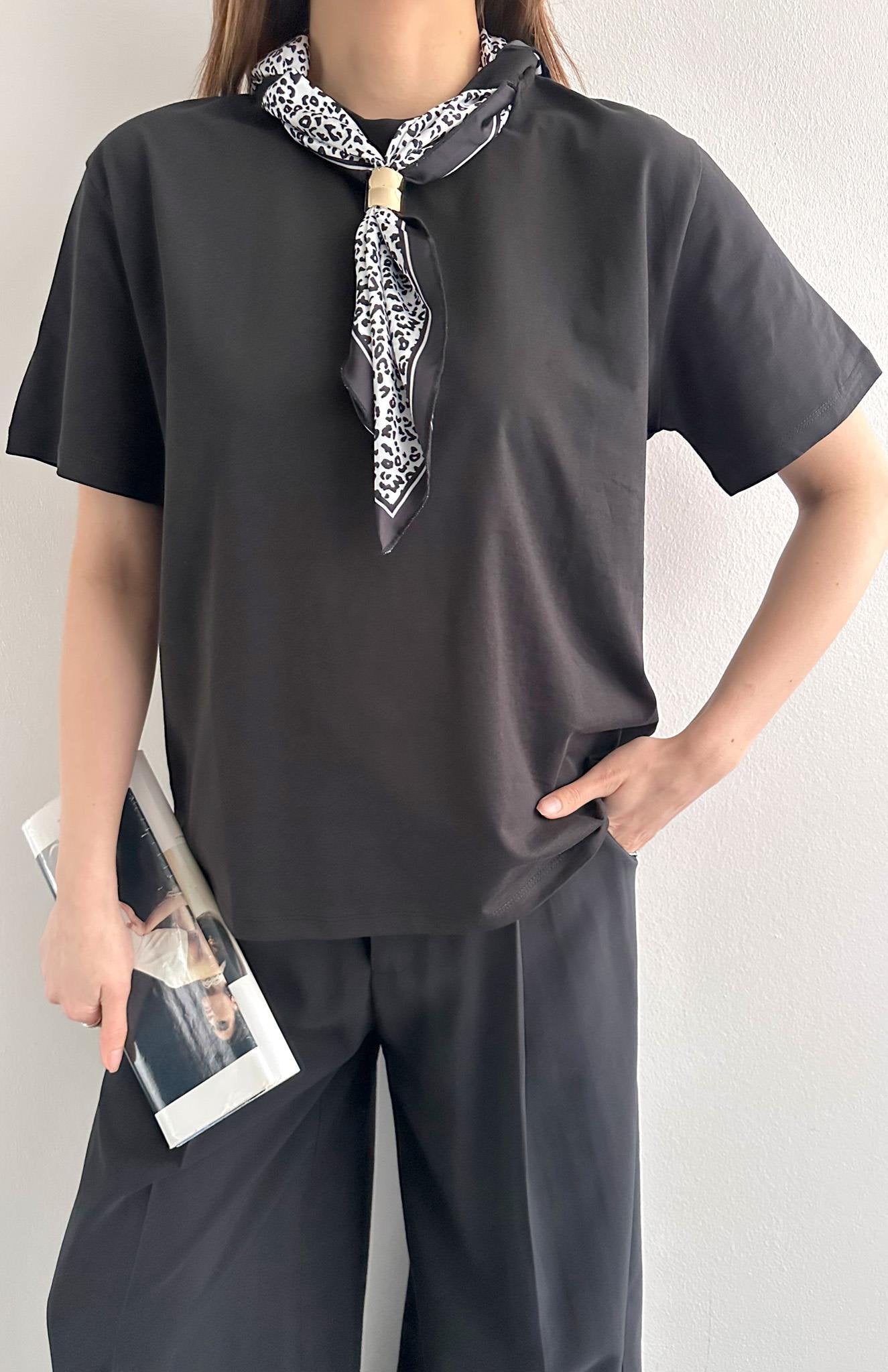 Monroe Scarf Detail Tee Black