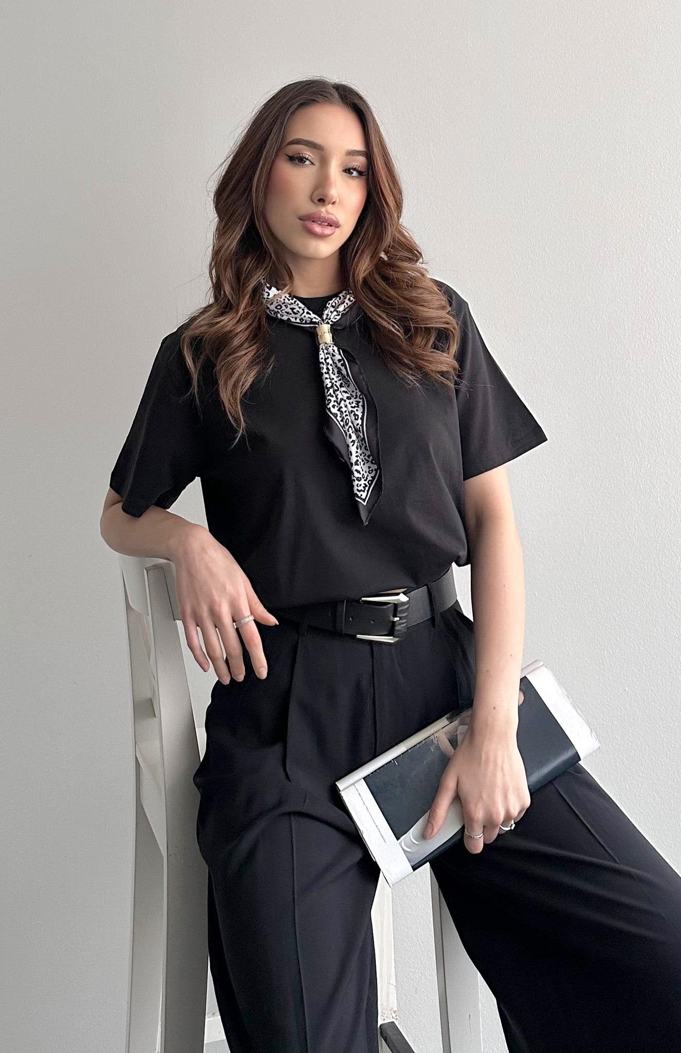 Monroe Scarf Detail Tee Black