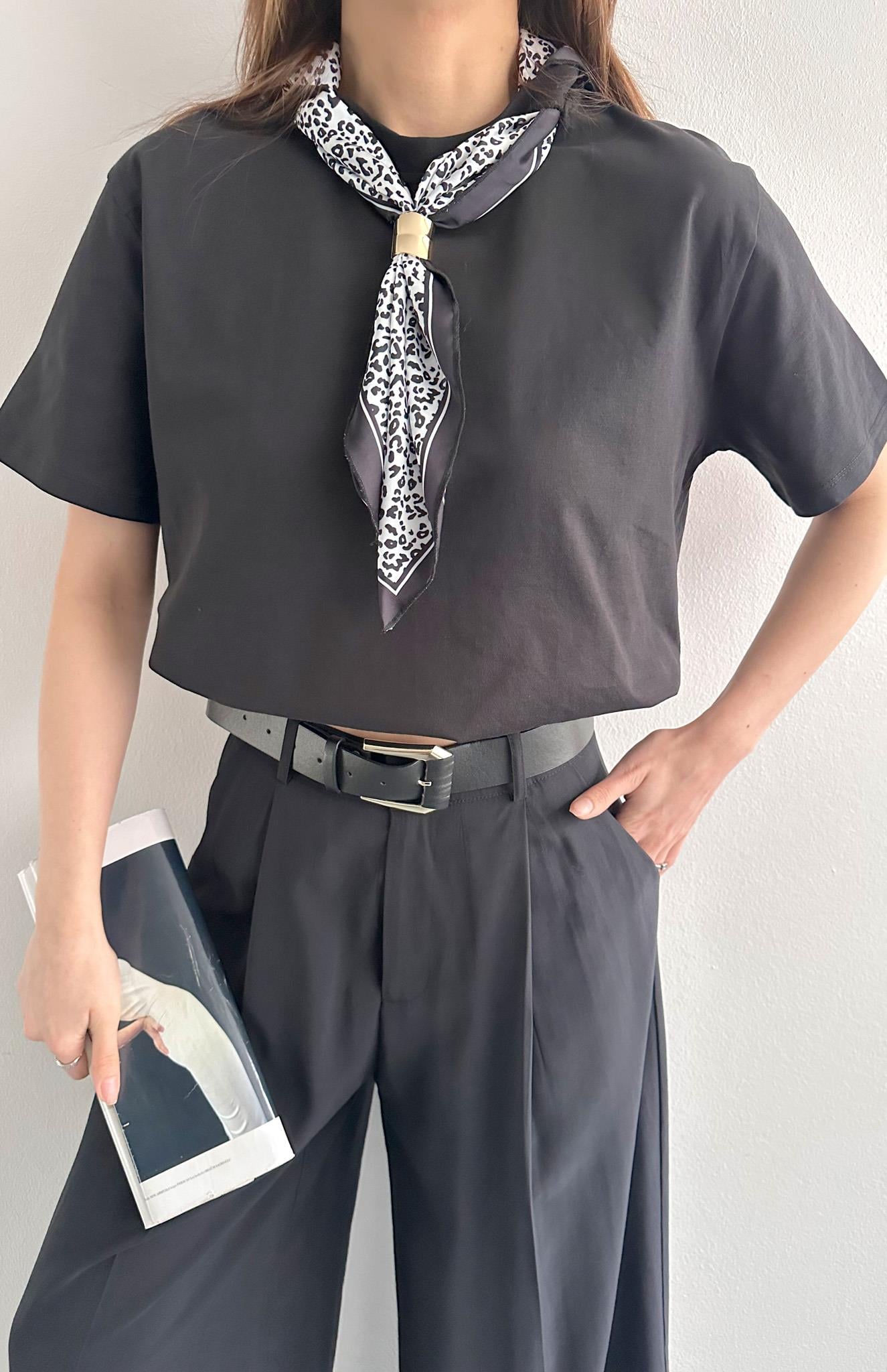 Monroe Scarf Detail Tee Black