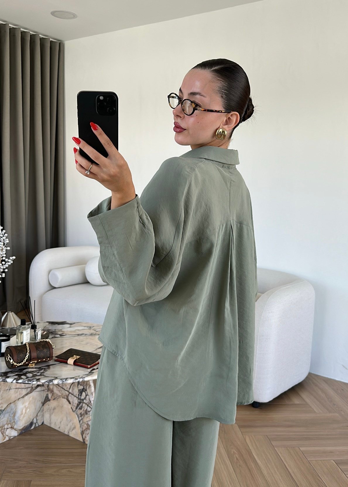 Mint Luxe Tencel Co-Ord — Relaxed Balloon Pants & Button-Down Top