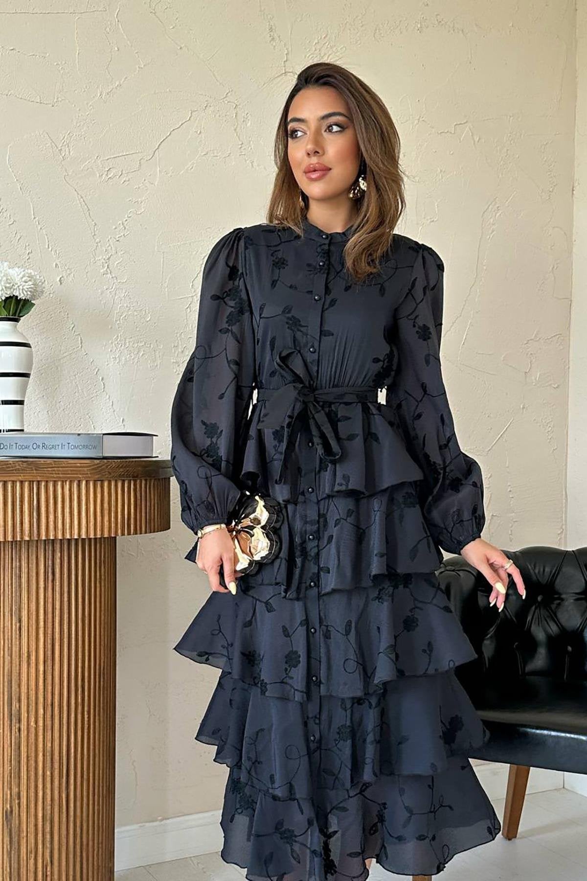 Black  Layered Frill Dress
