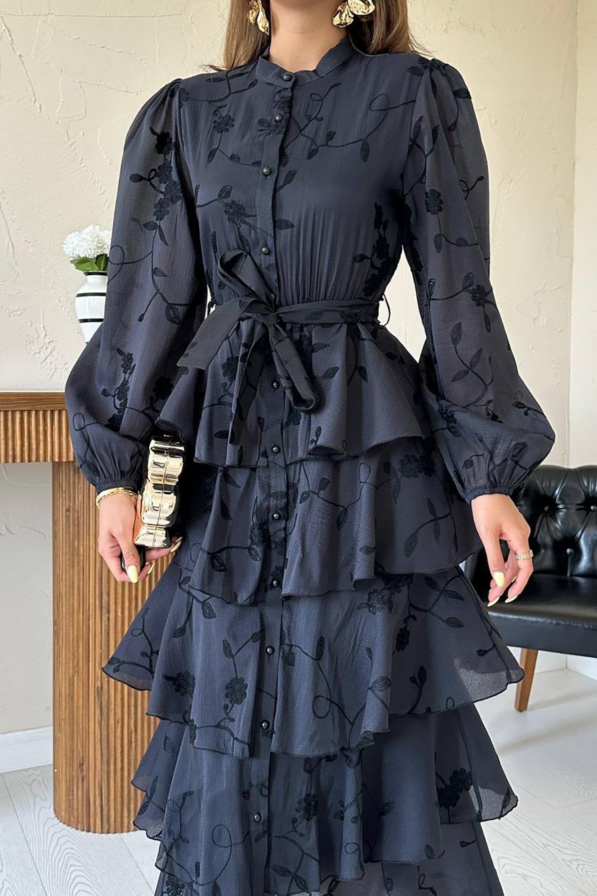 Black  Layered Frill Dress