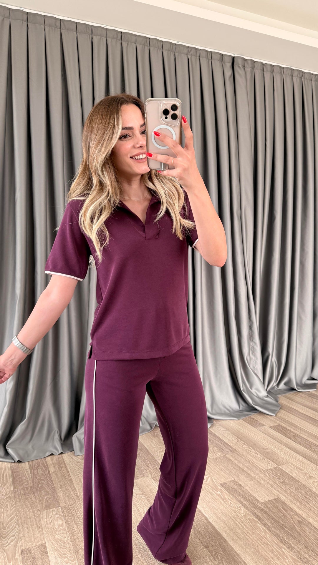 V-Neck Modal Lounge Set Burgundy