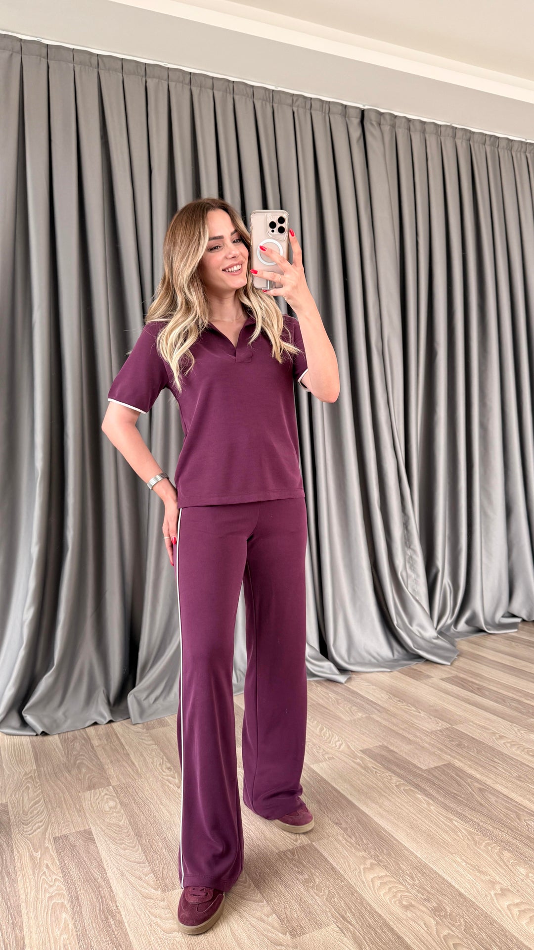 V-Neck Modal Lounge Set Burgundy