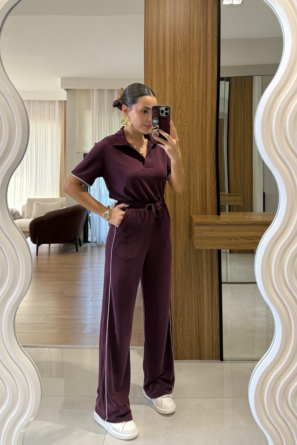 V-Neck Modal Lounge Set Burgundy