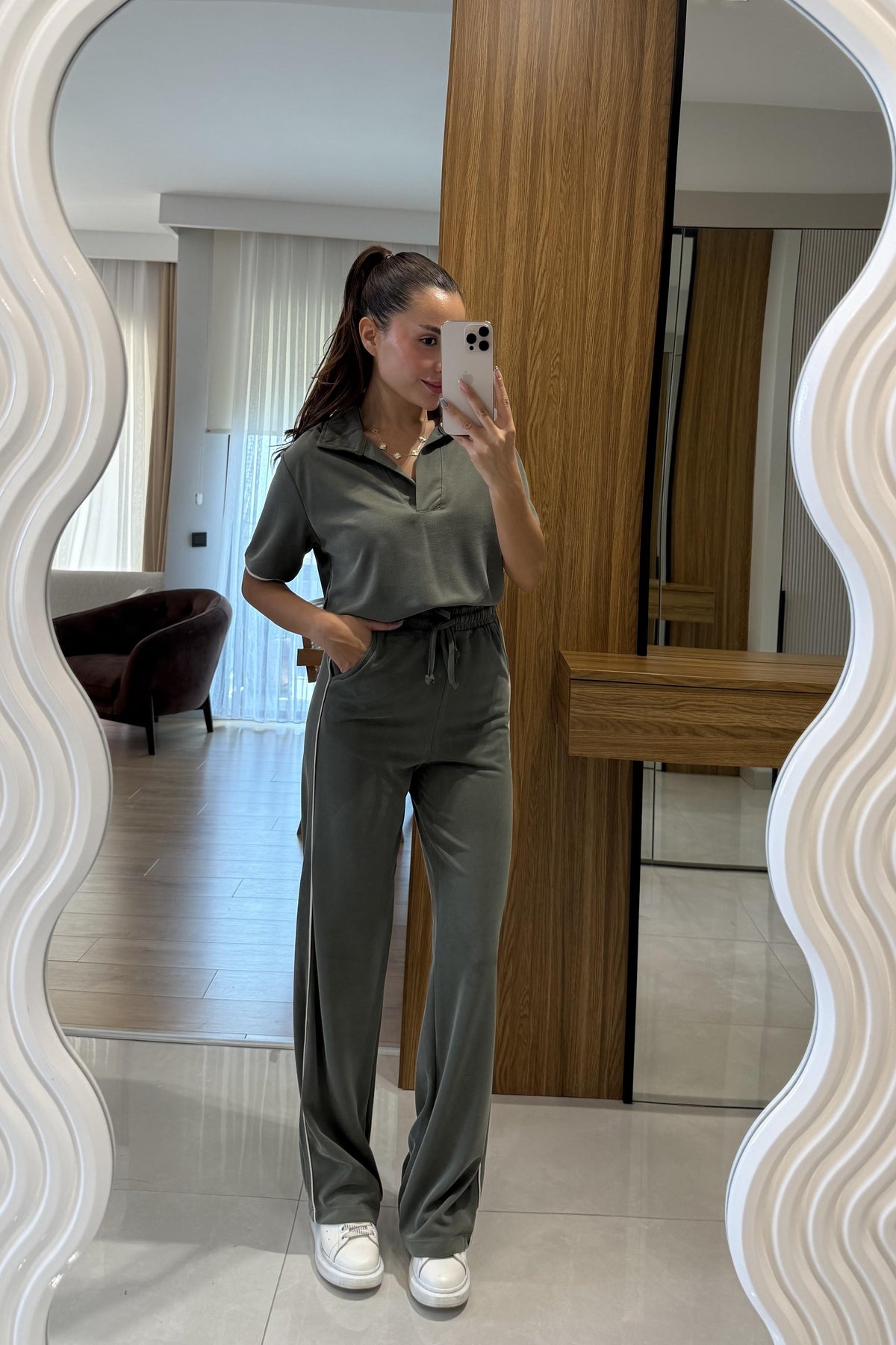V-Neck Modal Lounge Set Khaki