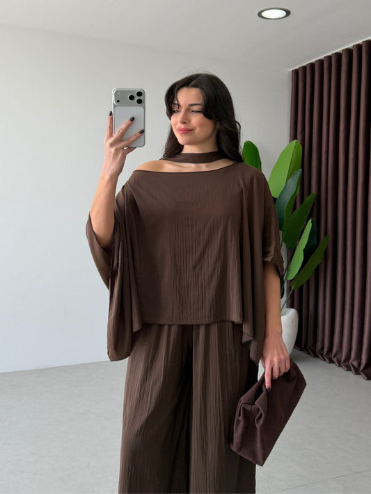 Élan Scarf Drape Set Brown